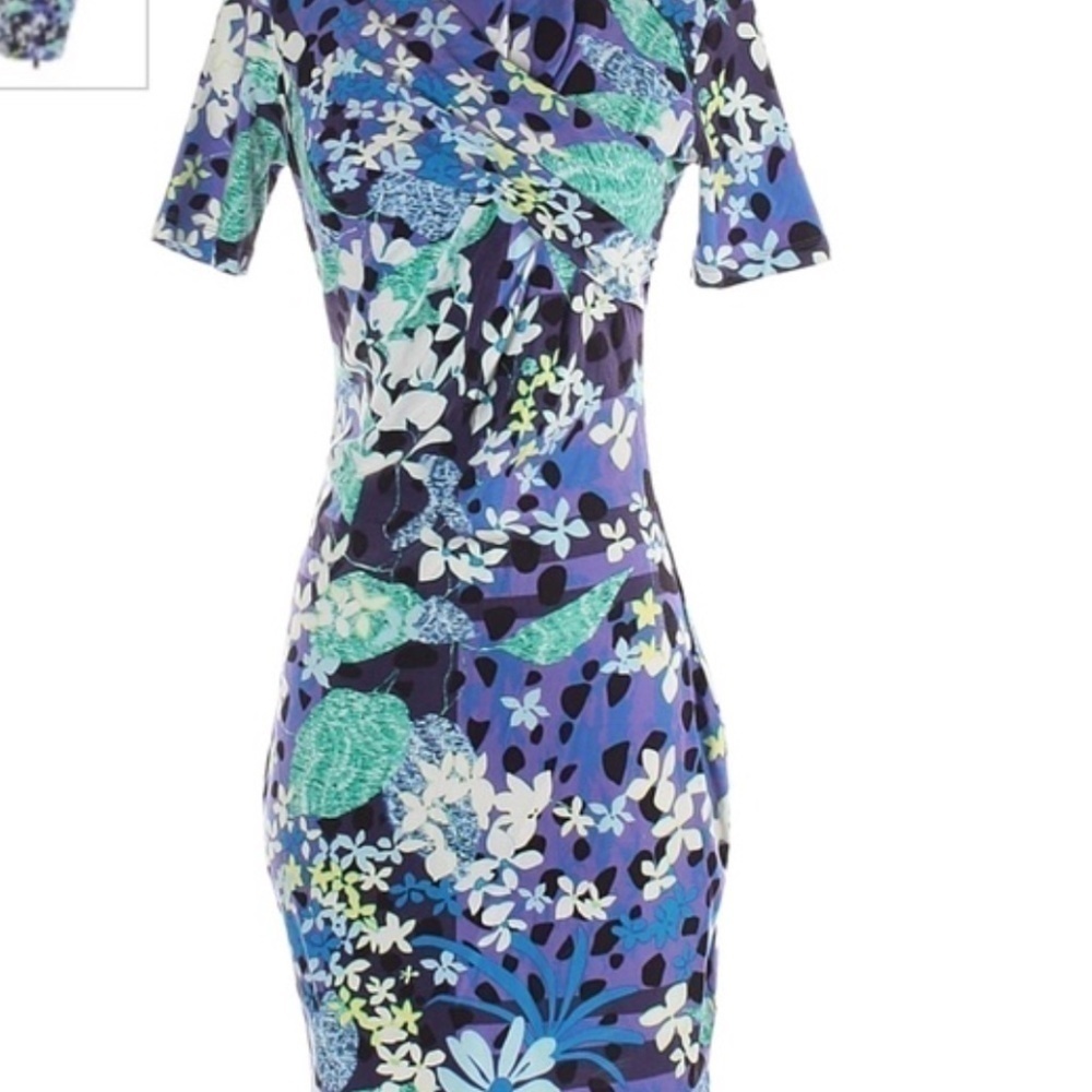 Peter Pilotto x Target Floral body Con Short Sleeve stretchy mini dress Sheath M